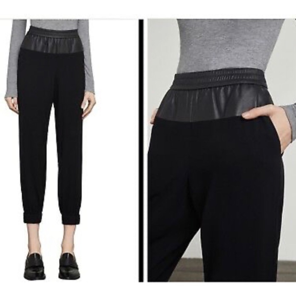 BCBGMAXAZRIA Black Pants with faux leather waist